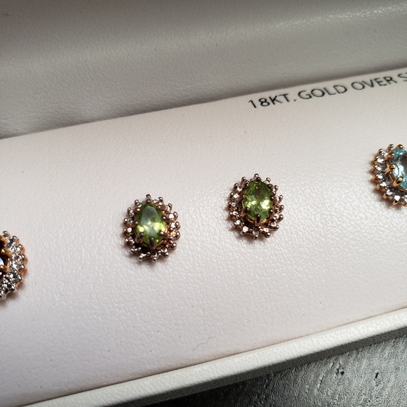 Rhinestone Stud Earrings - Picture 3 of 7